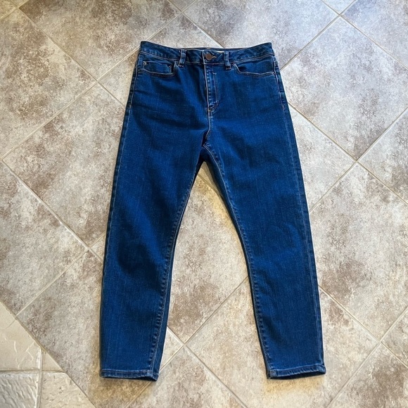 ASOS Crop Jeans Mid Rise Skinny Solid Blue Medium Wash Size 28 / 6 Stretchy - Picture 7 of 9